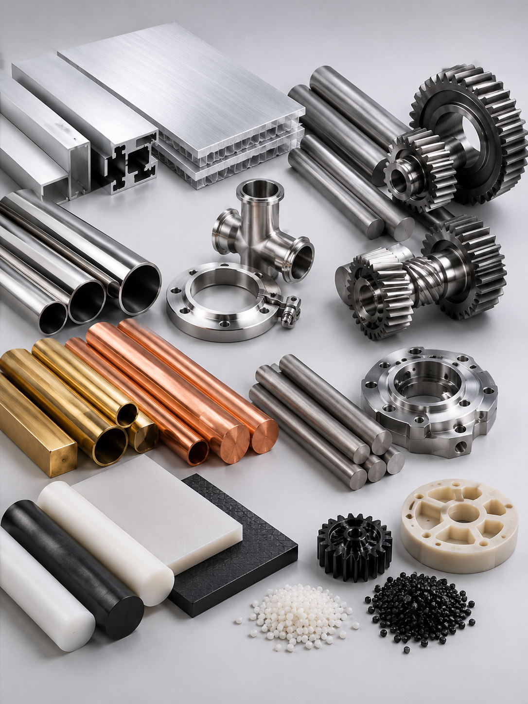 CNC machining metals, alloys and engineering plastic materials